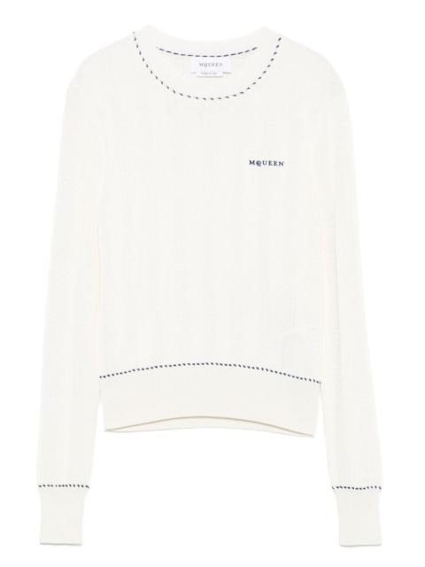 logo-embroidered ribbed-knit top