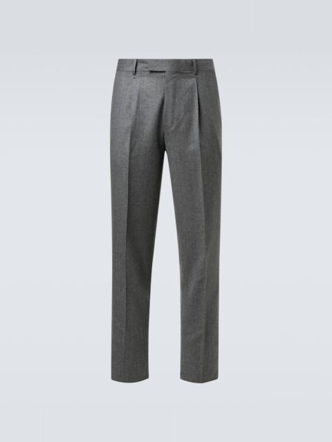 Wool flannel straight pants