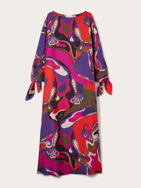 ORCHIDEE PRINT LONG SILK KAFTAN
