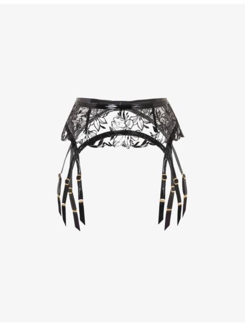 Ozella PVC and lace suspender belt