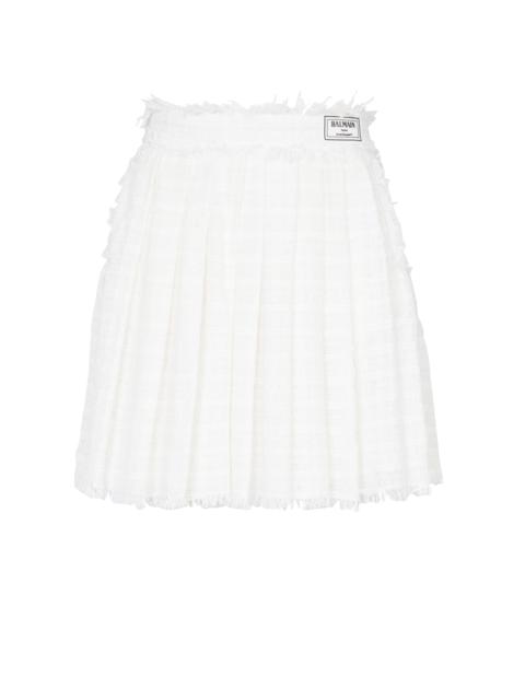 Fringed tweed skater skirt