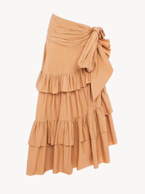 RUFFLED LONG SKIRT IN COTTON POPLIN