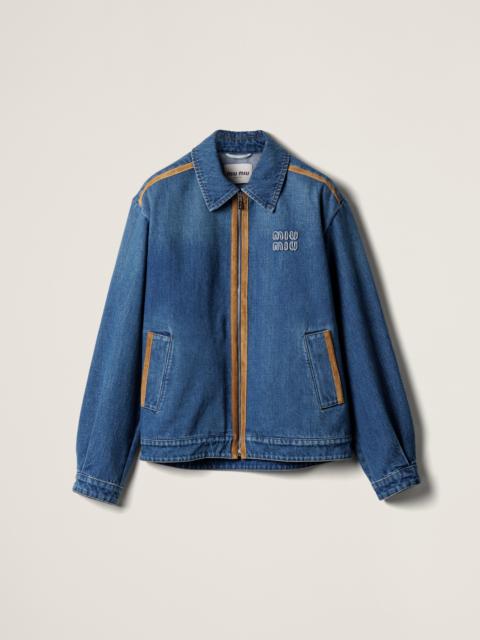 Denim and leather blouson jacket