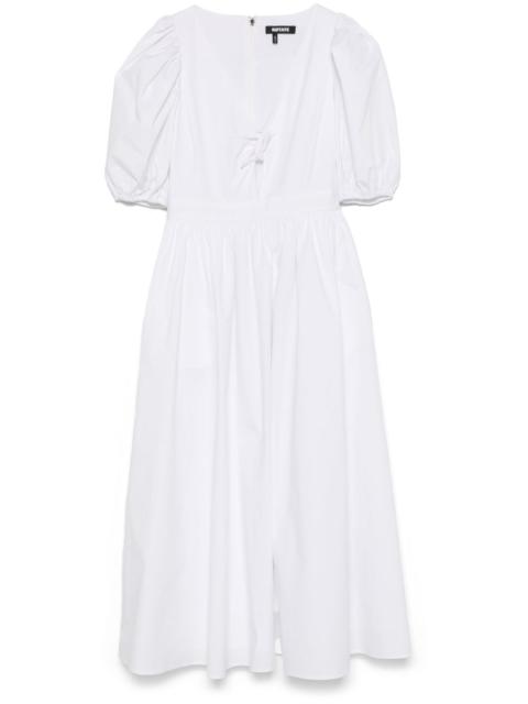 puff-sleeve midi dress