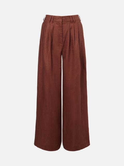 Parker high-rise linen wide-leg pants