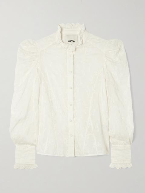 Zorica Ruffled Embroidered Cotton And Silk-blend Voile Blouse