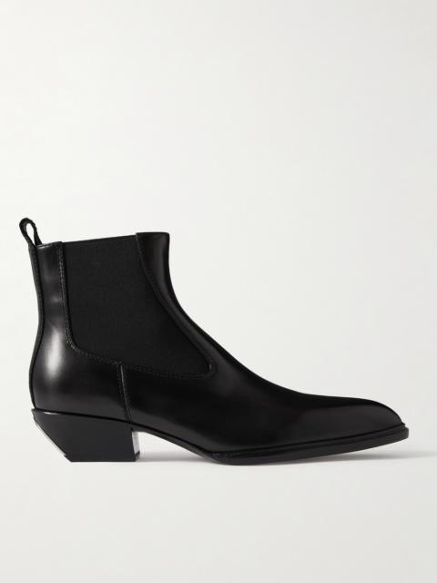 Slick Leather Ankle Boots