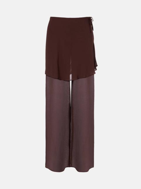 Sheer silk wide-leg pants