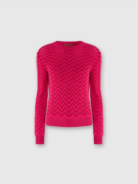 Tone-on-tone chevron crewneck sweater