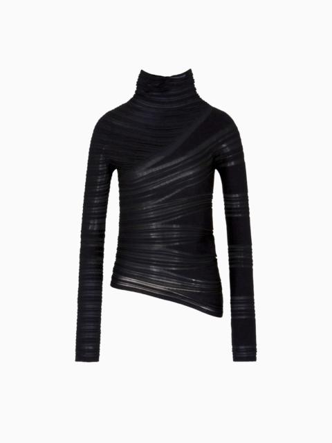 VISCOSE AND VIRGIN WOOL MOCK-NECK JUMPER