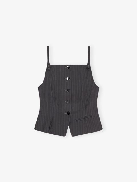 DARK GREY STRIPE SUITING VEST TOP