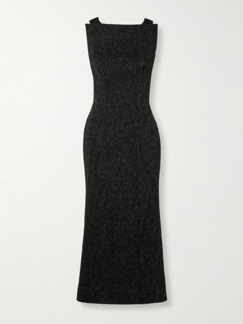 Singular Open-back Metallic Stretch-knit Gown