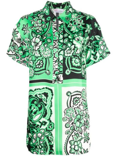 botanical-print silk blouse