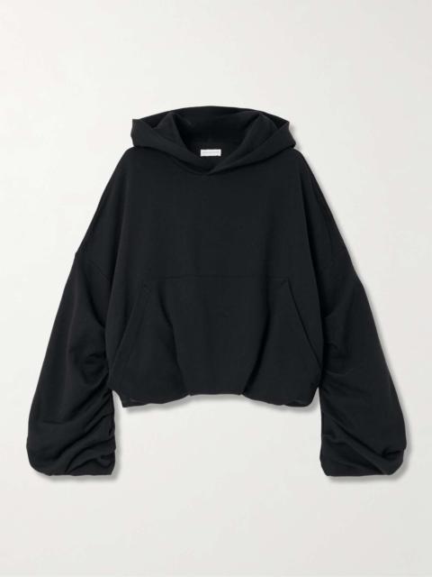Hannett gathered cotton-jersey hoodie Black