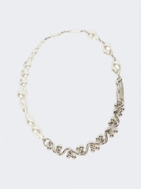 Bead and metallic necklace - silver