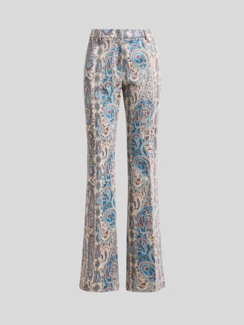 FLARED COTTON-BLEND JACQUARD TROUSERS WITH PAISLEY FOLIAGE MOTIF