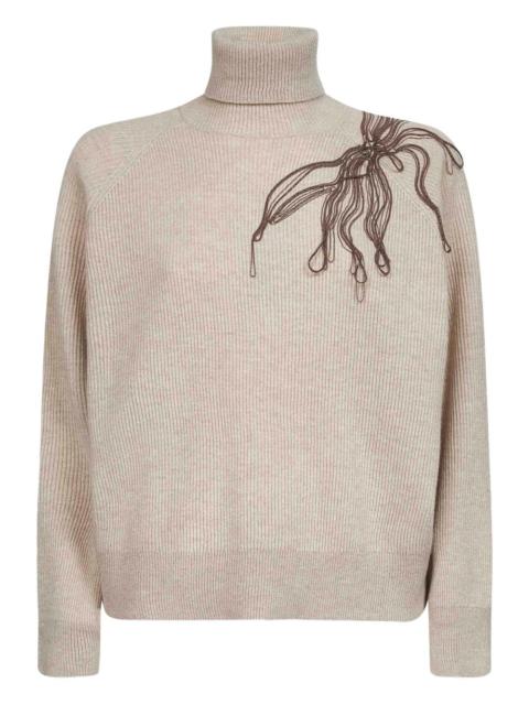 roll-neck embroidered sweater