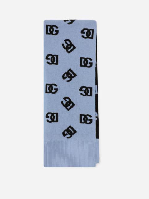 Wool scarf with jacquard DG logo