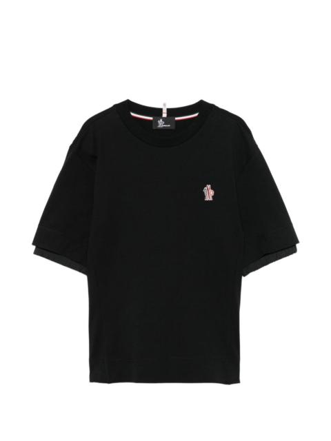 layered-sleeve logo-detail T-shirt