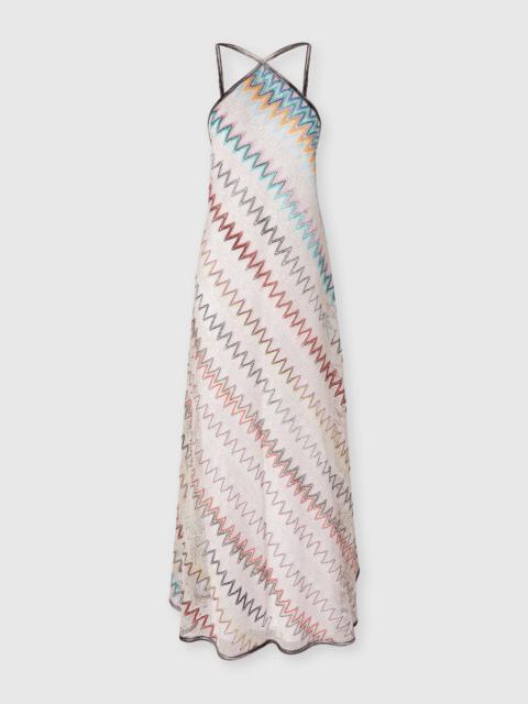 Zig zag mesh cover-up dress with sequins