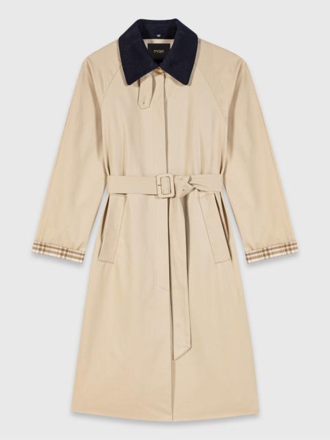 Contrast sleeve and collar trench