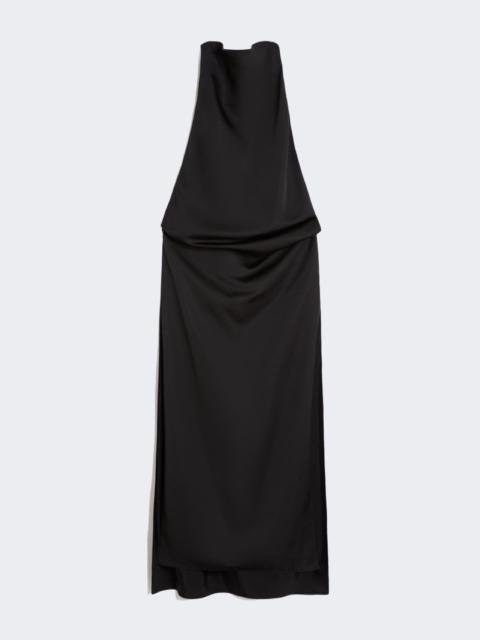 Viscose satin draped dress - black