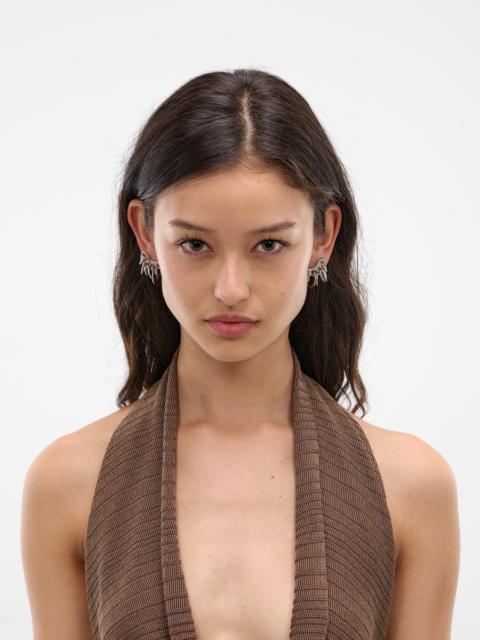 Pierced Armor Rhodium Earrings