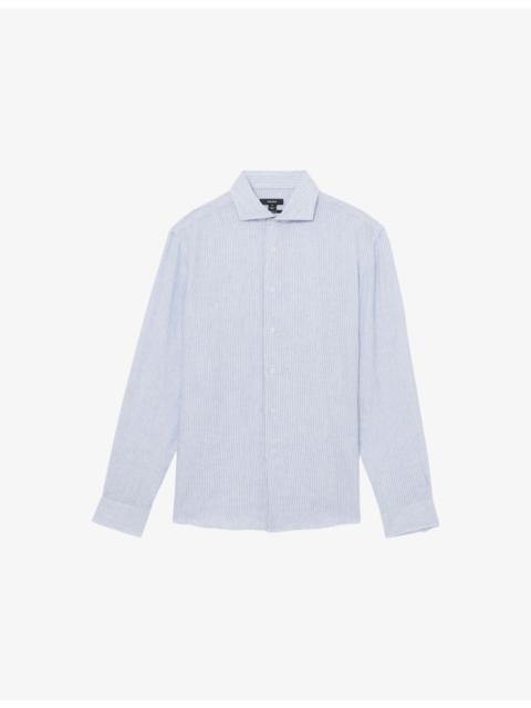 Ruban Cutaway-Collar Stripe Linen Shirt