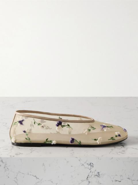 Marcy embroidered mesh ballet flats Neutral