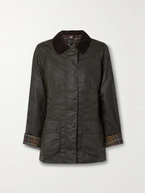 Beadnell corduroy-trimmed waxed-cotton jacket