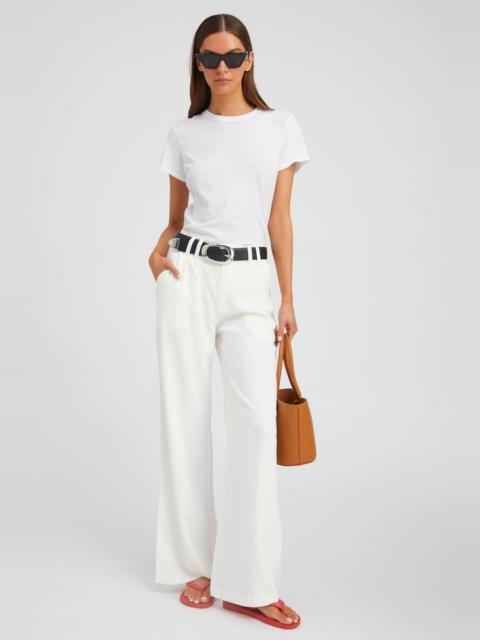 WHITE CREPE PLEATED TROUSERS