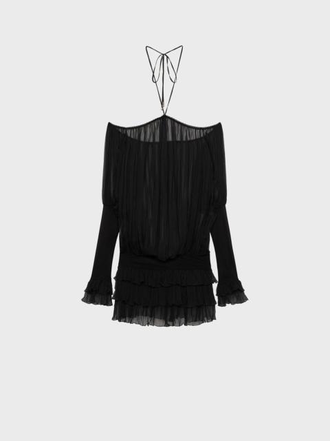 PLEATED DRESS IN SILK CHIFFON