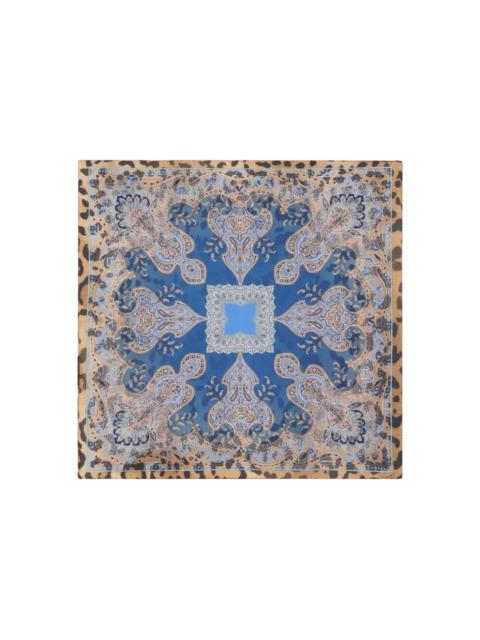 animal-print paisley silk pocket square