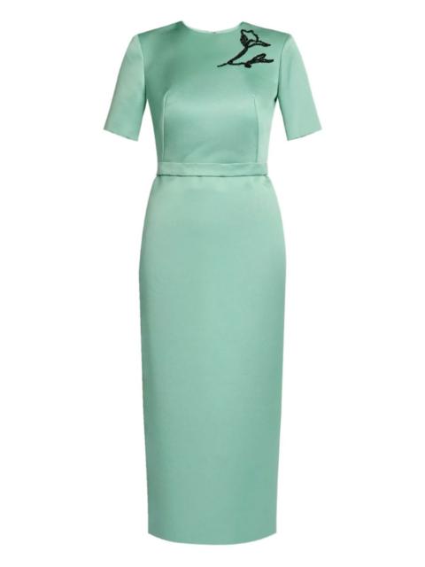 beaded-appliqué short-sleeve dress