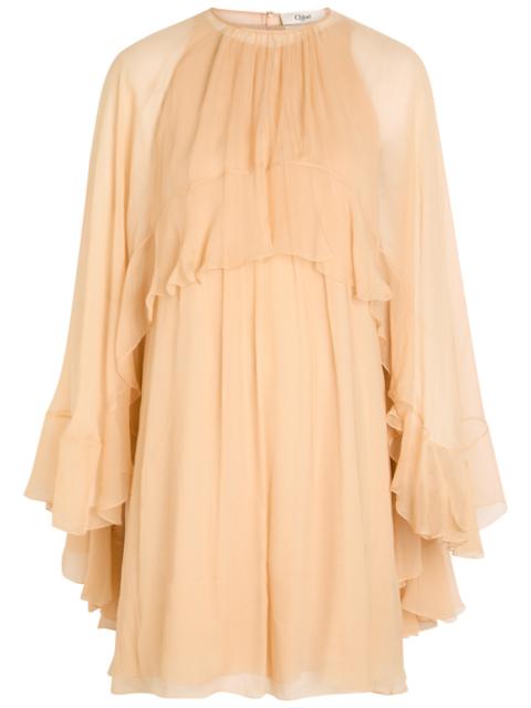 Chloe Ruffled Cape-effect Silk Mini Dress