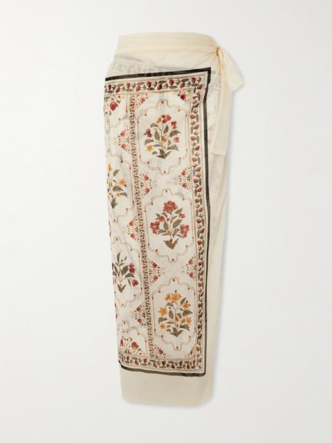 Lavanda Andes Printed Cotton And Silk-blend Voile Pareo
