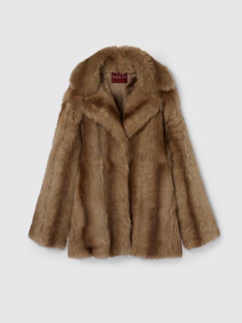 Degradé soft shearling peacoat