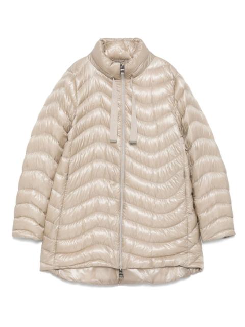 high-neck quilted coat