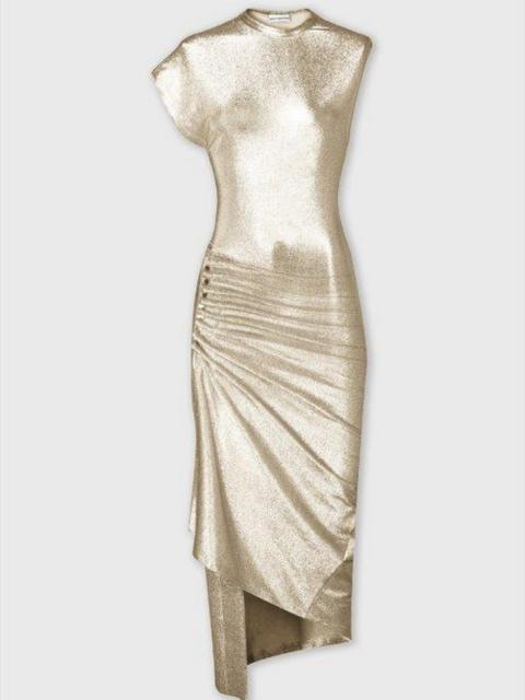 GOLD DRAPÉ PRESSION DRESS IN LUREX