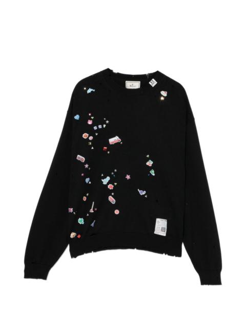 graphic-appliqué sweater