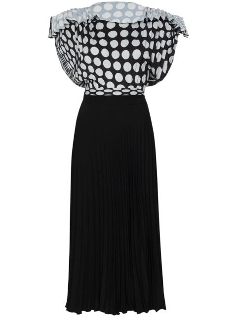 polka dot pleated midi dress