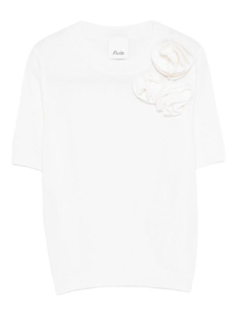 flower-appliqué T-shirt