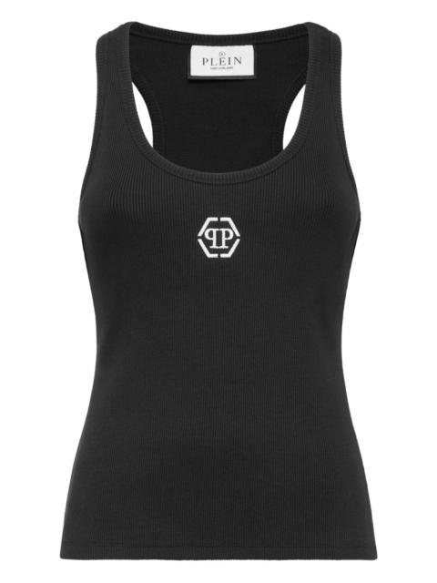ribbed hexagon-logo tank top
