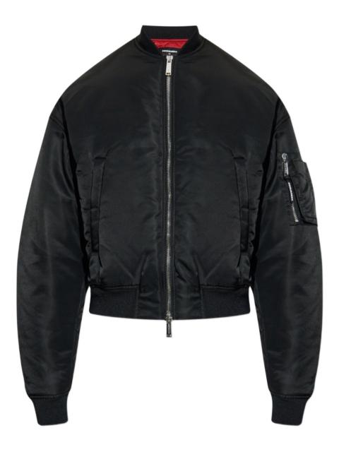 zip-fastening bomber jacket