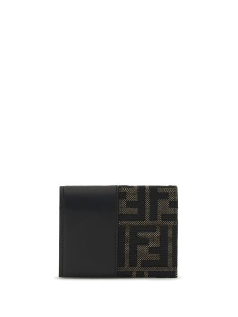 Fendi FF Jacquard Card Holder Nero+Tabacco Moro