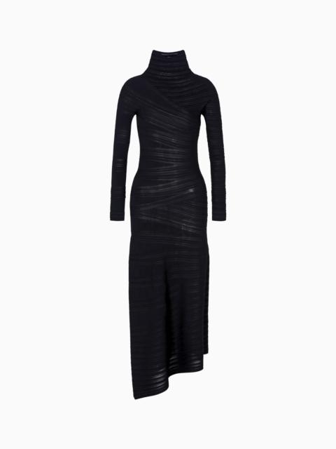 VISCOSE AND WOOL JERSEY MIDI DRESS