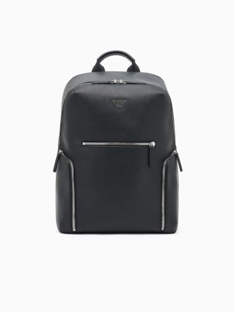 ASV regenerated Saffiano leather backpack with eagle plate