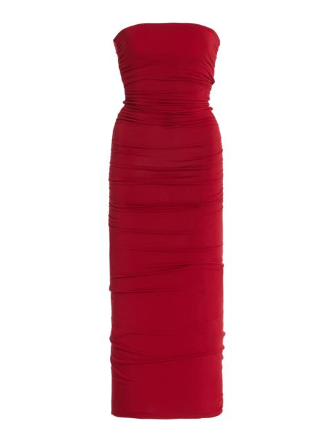 Exclusive Isabela Strapless Jersey Maxi Dress red