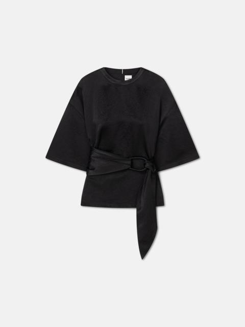 Belted Crinkled-Satin Top