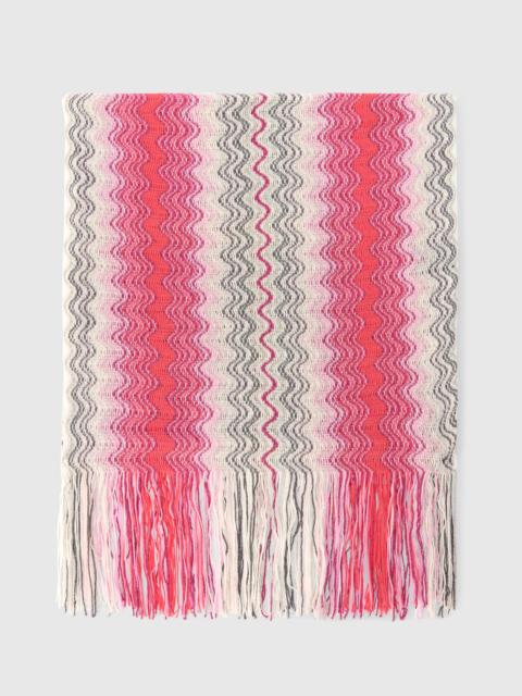 Cotton and viscose-blend scarf with fringes